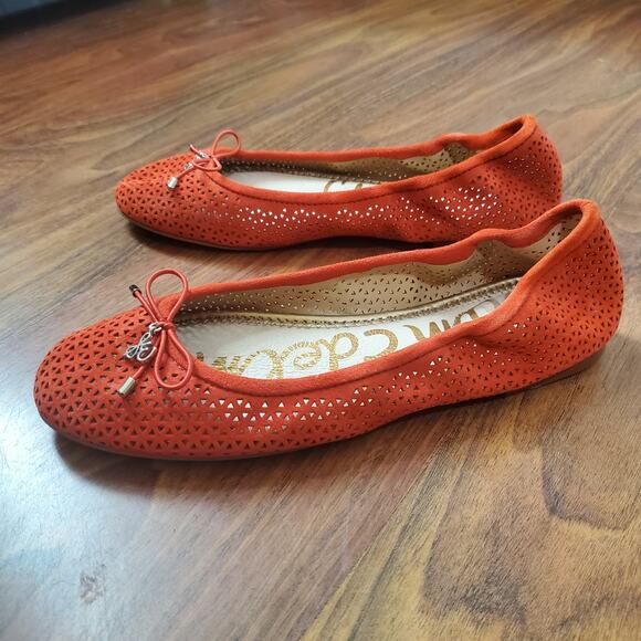 Sam Edelman Felicia Coral Red Laser Cut Out Ballet Flats Women's Size 6 - Picture 10 of 16